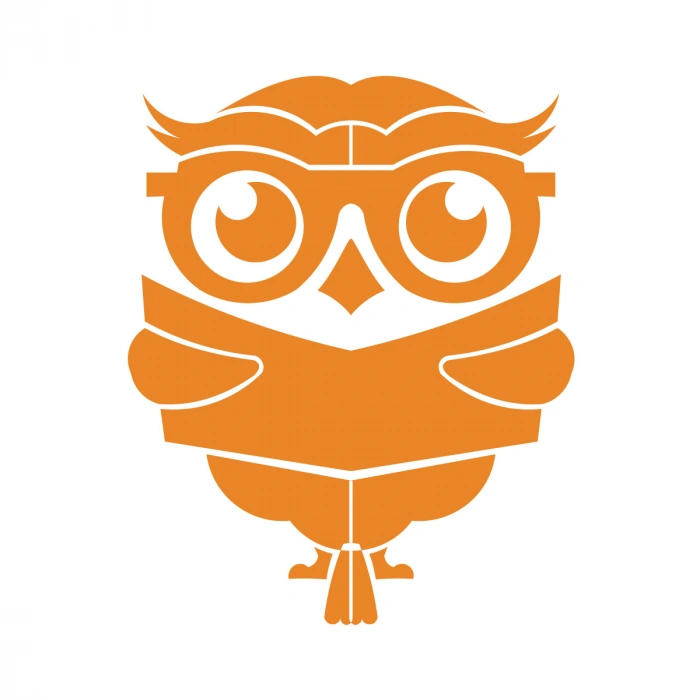 Kitap Okuyan Baykuş Sticker 17x17 Cm Turuncu