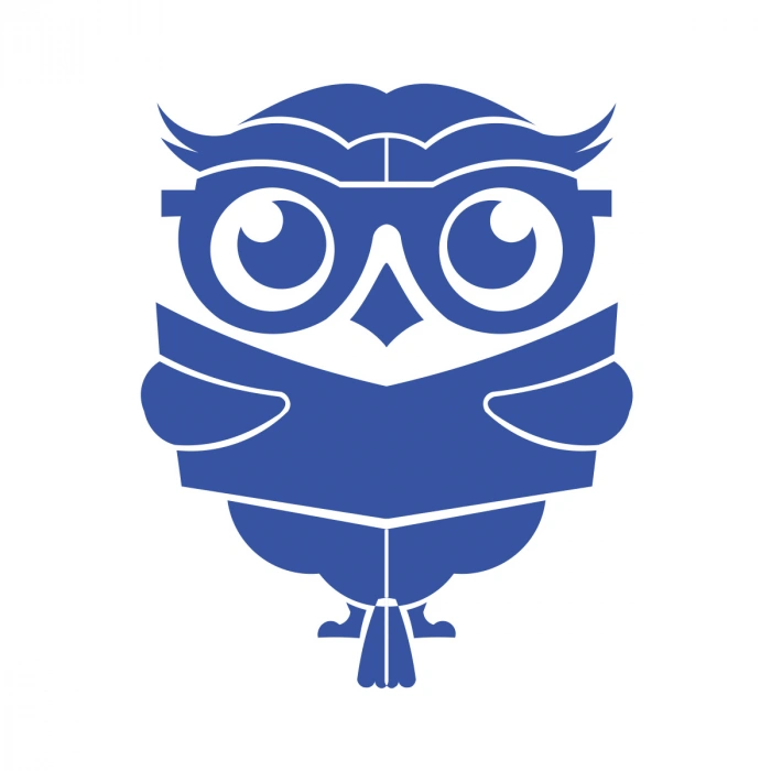 Kitap Okuyan Baykuş Sticker 17x17 Cm Mavi