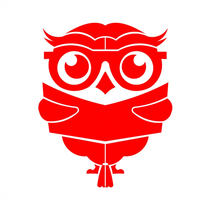 Kitap Okuyan Baykuş Sticker 17x17 Cm Kırmızı