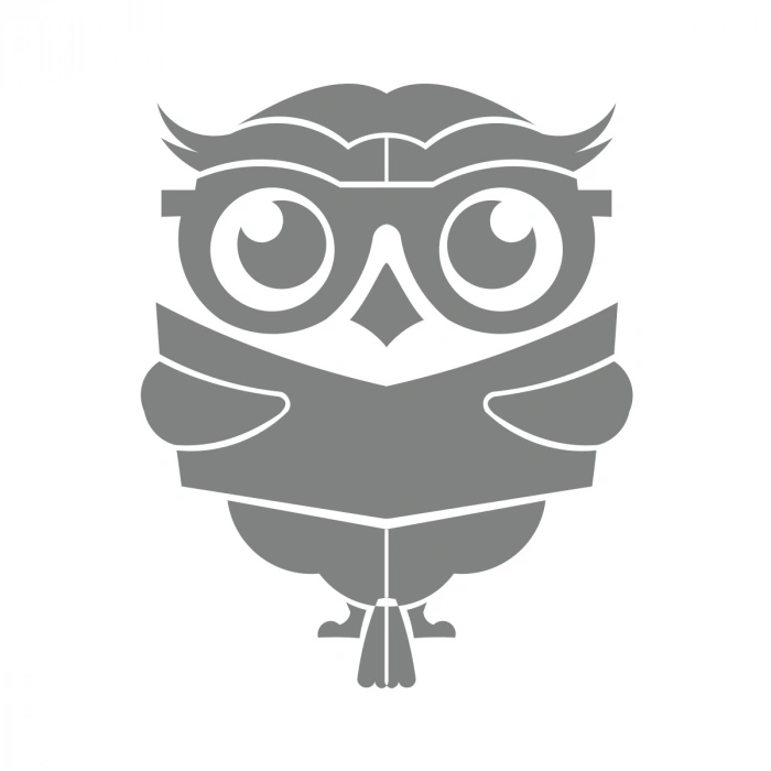 Kitap Okuyan Baykuş Sticker 17x17 Cm Gri