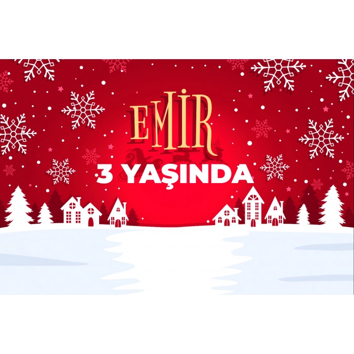 Kar ve Şehir Temalı Doğum Günü Afişi - 100x150 Cm