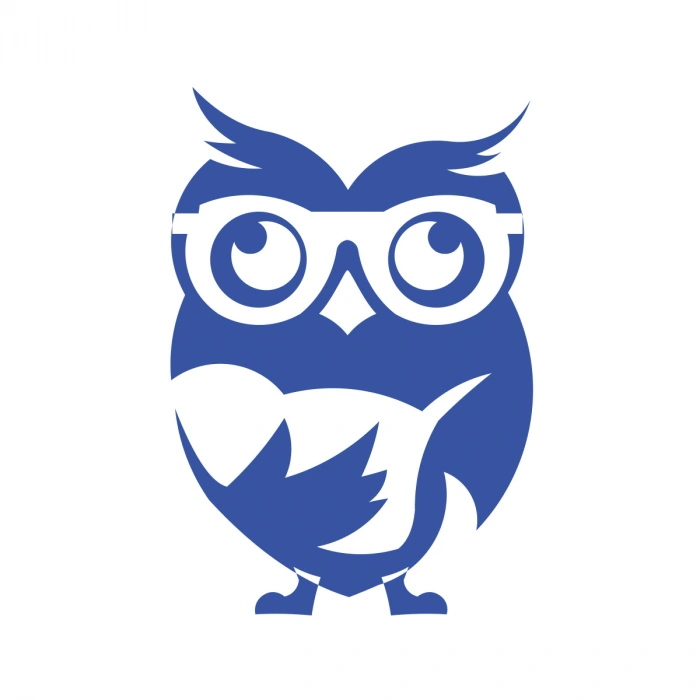 Kitap Okuyan Baykuş Sticker 17x17 Cm Mavi