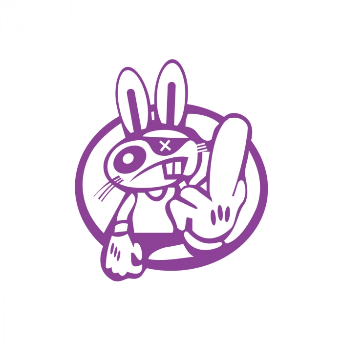 Terbiyesiz Tavşan Sticker 17x17 Cm Mor