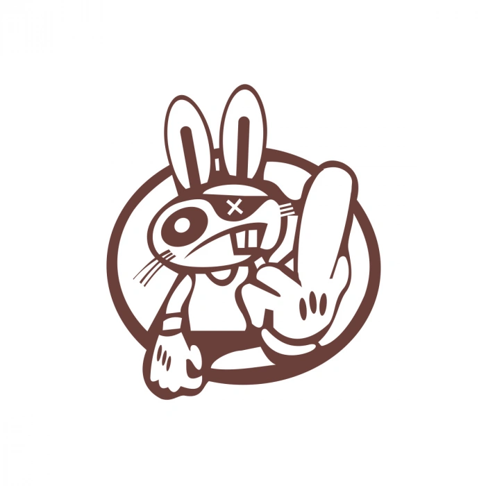 Terbiyesiz Tavşan Sticker 17x17 Cm Kahverengi