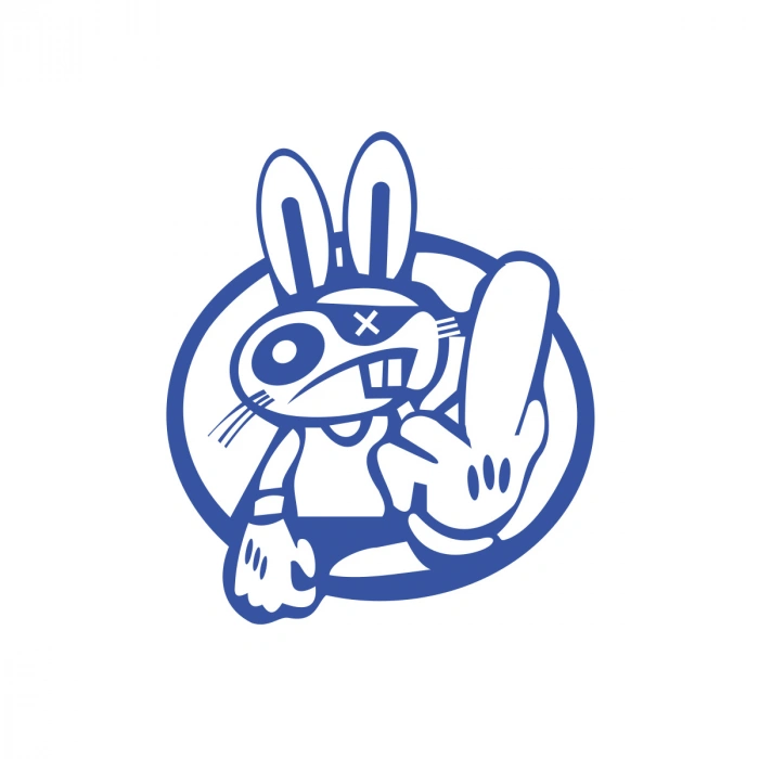 Terbiyesiz Tavşan Sticker 17x17 Cm Mavi