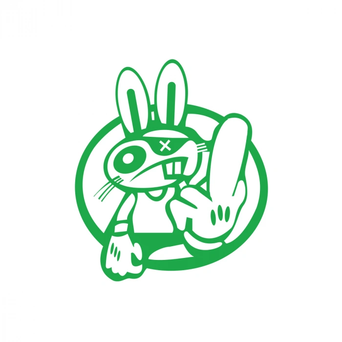 Terbiyesiz Tavşan Sticker 17x17 Cm Yeşil