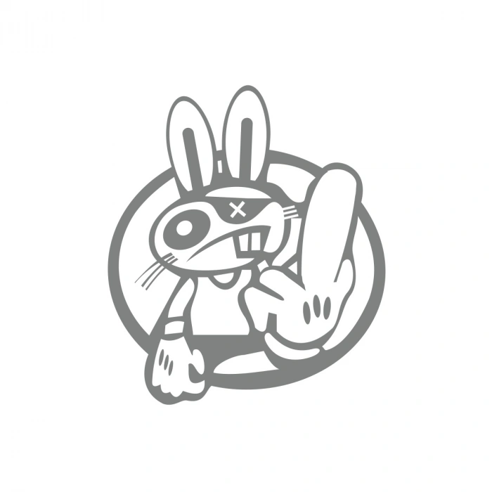 Terbiyesiz Tavşan Sticker 17x17 Cm Gri