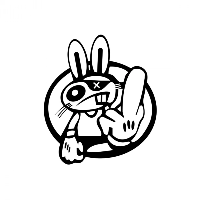 Terbiyesiz Tavşan Sticker 17x17 Cm Siyah