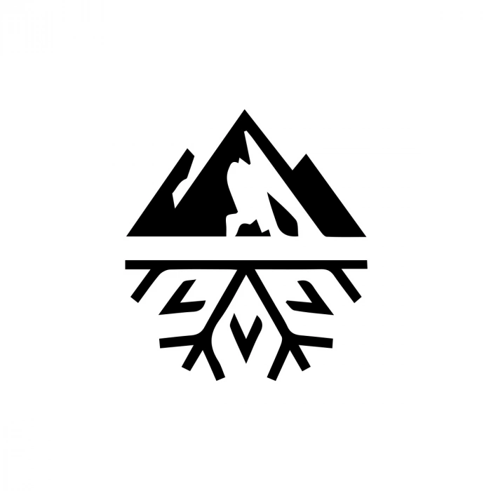 Dağ ve Kar Sticker 17x17 Cm Siyah