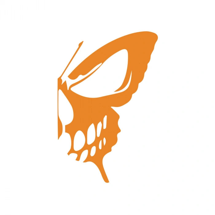 İskelet Kelebek Sticker 17x17 Cm Turuncu