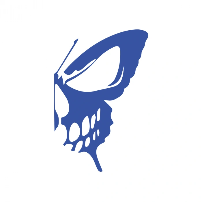 İskelet Kelebek Sticker 17x17 Cm Mavi