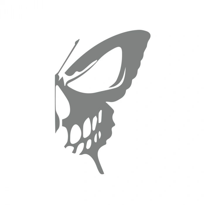 İskelet Kelebek Sticker 17x17 Cm Gri