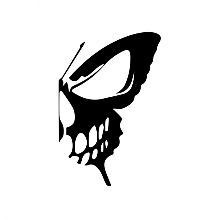 İskelet Kelebek Sticker 17x17 Cm Siyah