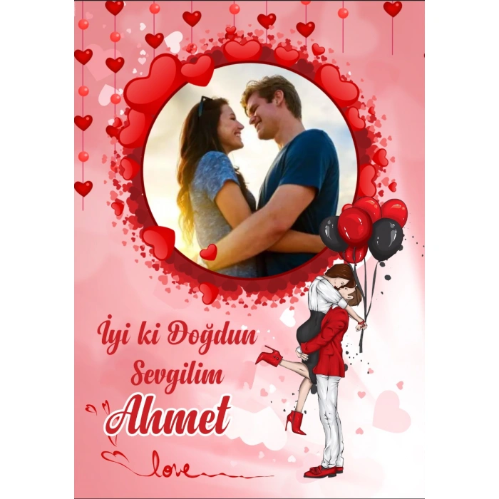 Sevgili Temalı Doğum Günü Afişi - 100x150 Cm