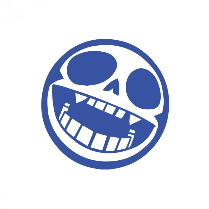 Yuvarlak İskelet Sticker 17x17 Cm Mavi