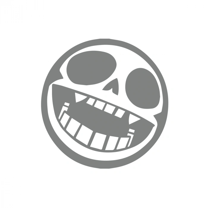 Yuvarlak İskelet Sticker 17x17 Cm Gri