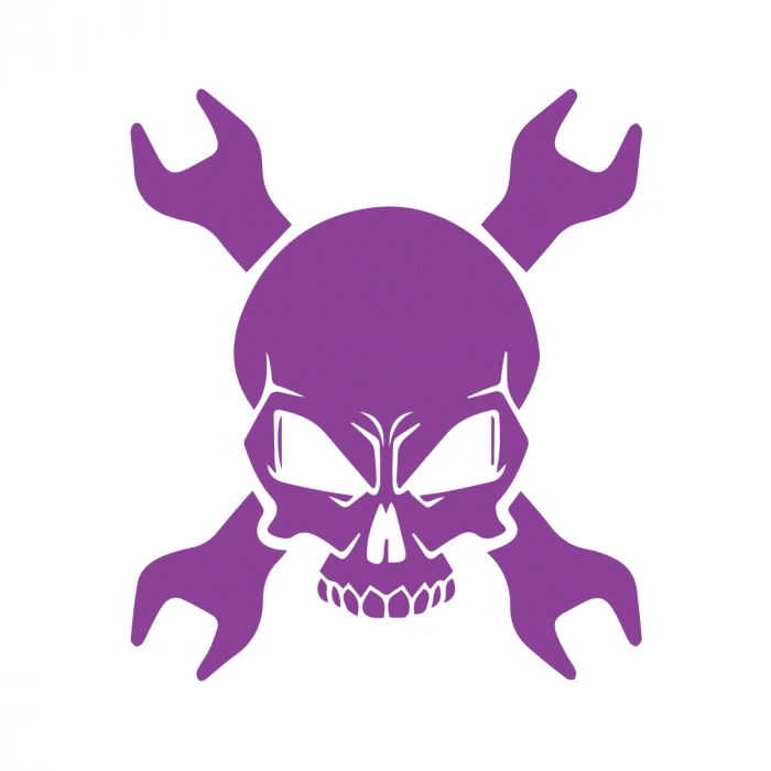 Tamirci İskelet Sticker 17x17 Cm Mor