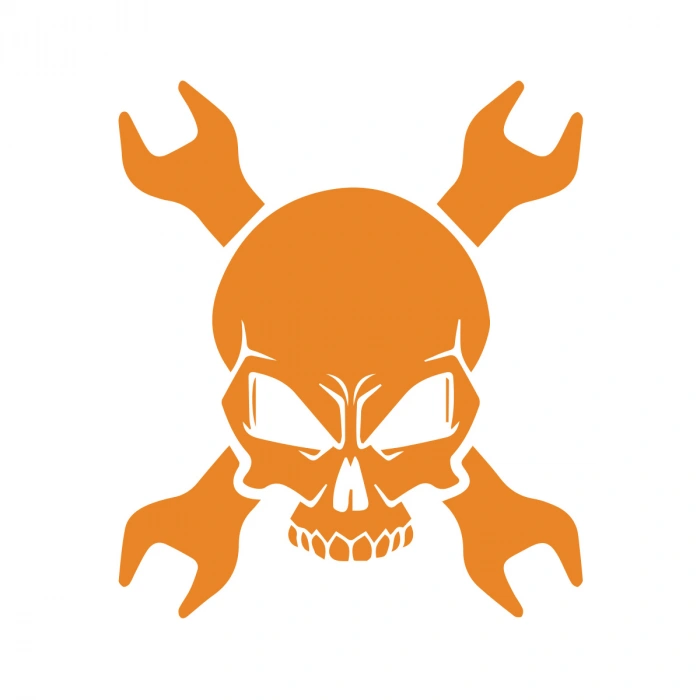 Tamirci İskelet Sticker 17x17 Cm Turuncu