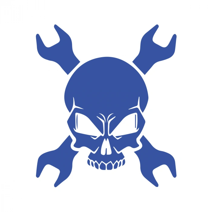 Tamirci İskelet Sticker 17x17 Cm Mavi