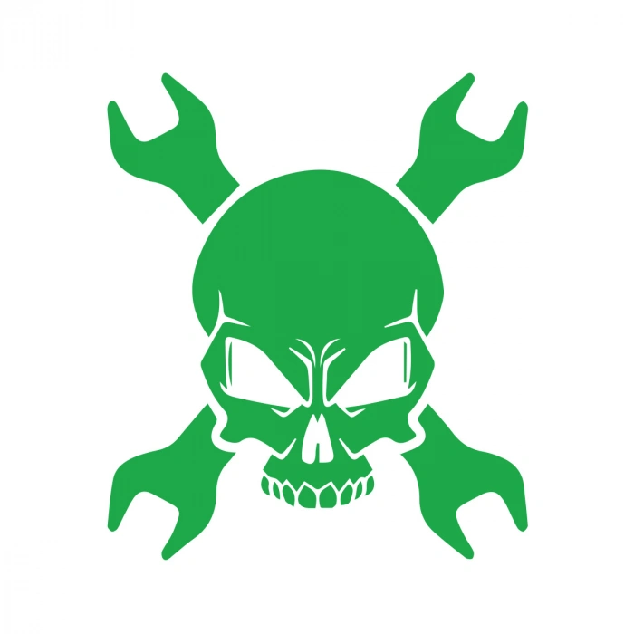 Tamirci İskelet Sticker 17x17 Cm Yeşil