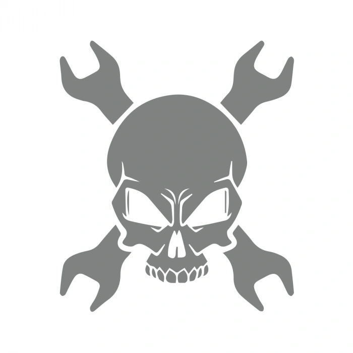 Tamirci İskelet Sticker 17x17 Cm Gri