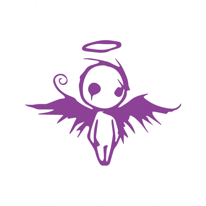 Korkunç Melek Sticker 17x17 Cm Mor