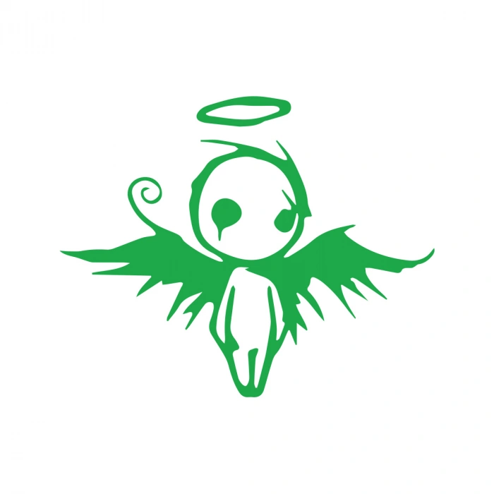 Korkunç Melek Sticker 17x17 Cm Yeşil