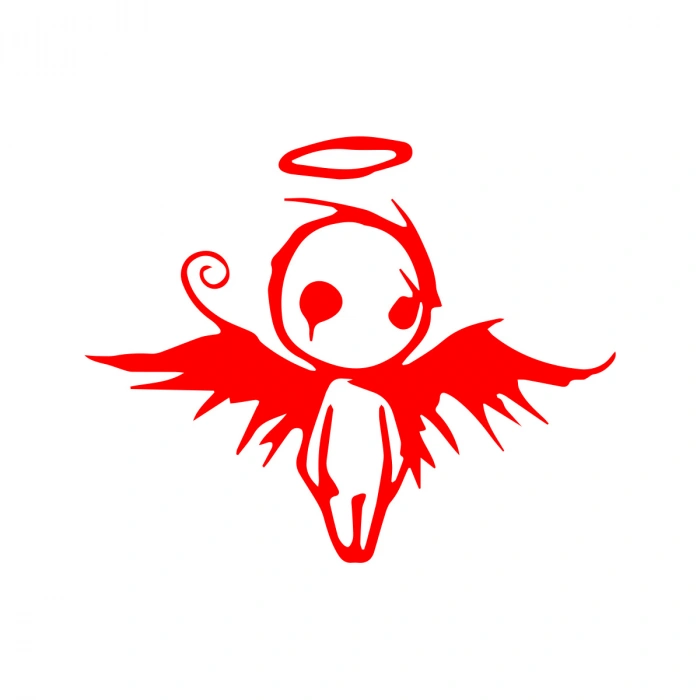 Korkunç Melek Sticker 17x17 Cm Kırmızı