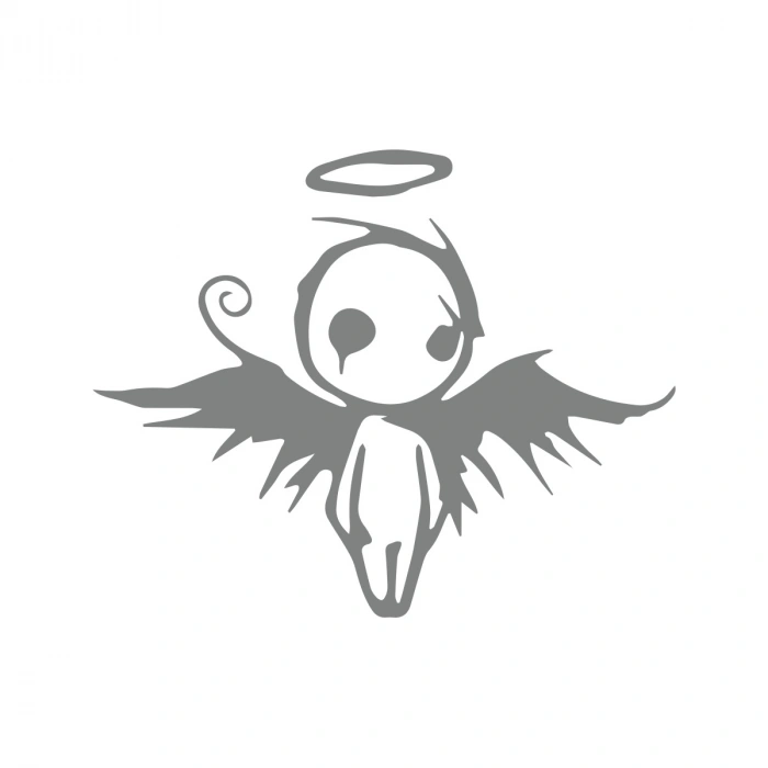 Korkunç Melek Sticker 17x17 Cm Gri