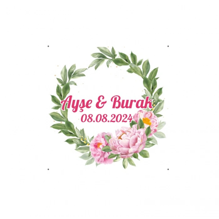 Zarif Altın Rengi Çelenk Etiketi Kına Nişan Düğün 3x3 cm özel etiket / 50 adet sticker