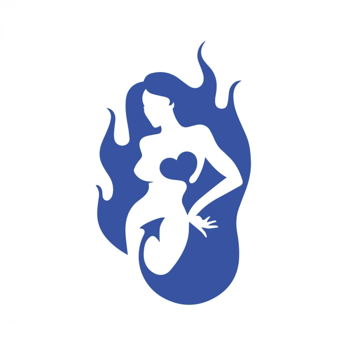 Şeytan Kadın Sticker 17x17 Cm Mavi