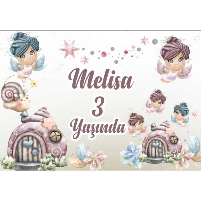 Peri Temalı Doğum Günü Afişi - 100x150 Cm