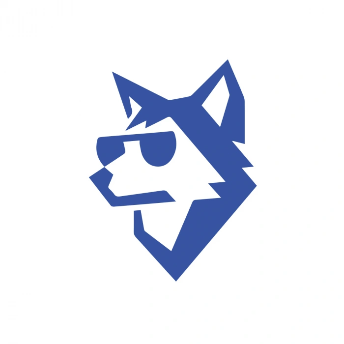 Gözlüklü Kurt Sticker 17x17 Cm Mavi