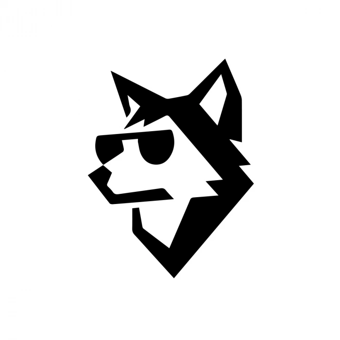 Gözlüklü Kurt Sticker 17x17 Cm Siyah