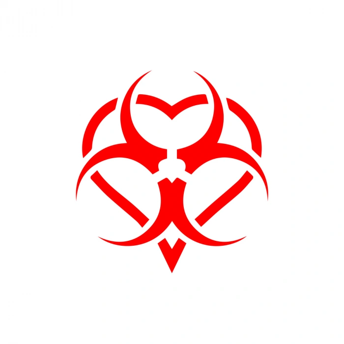 Biyo-Tehlike Sembolü Sticker 17x17 Cm Kırmızı