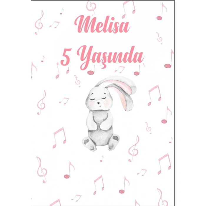 Sevimli Tavşan Temalı Doğıum Günü Afişi - 100x150 Cm