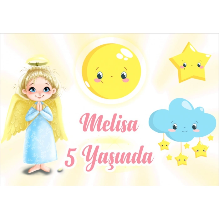 Melek Temalı Doğuım Günü Afişi - 100x150 Cm