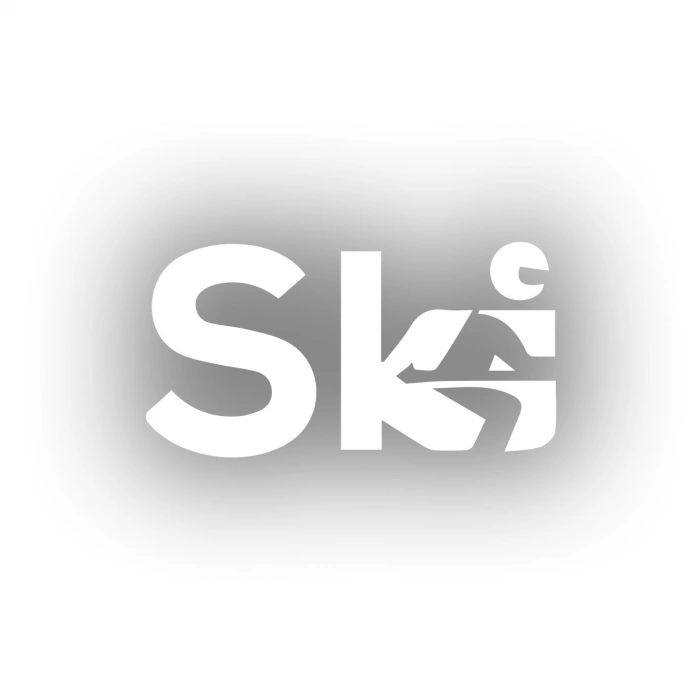 Ski Kayak Sticker 17x17 Cm Beyaz