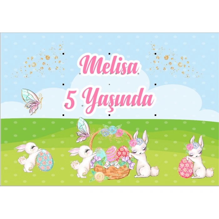 Tavşan Temalı Doğum Günü Afişi - 100x150 Cm