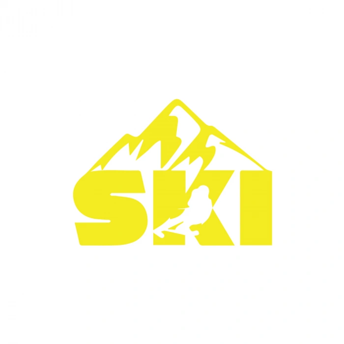 Ski Kayak Sticker 17x17 Cm Sarı