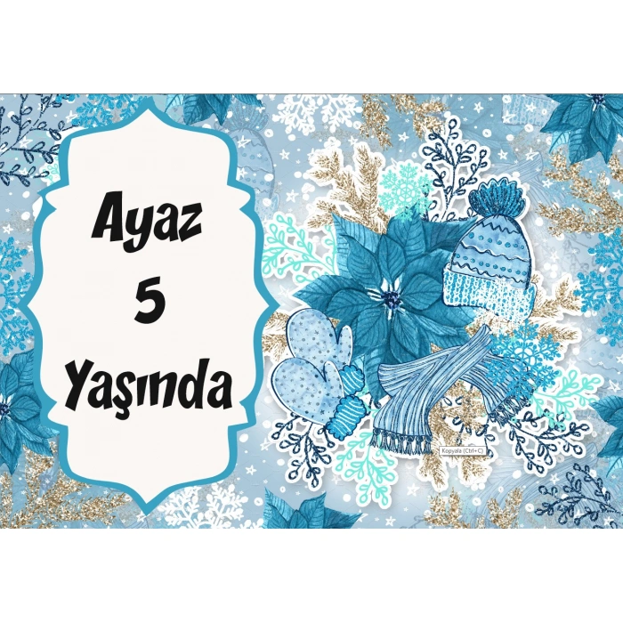 Mavi Kış Temalı Doğum Günü Afişi - 100x150 Cm