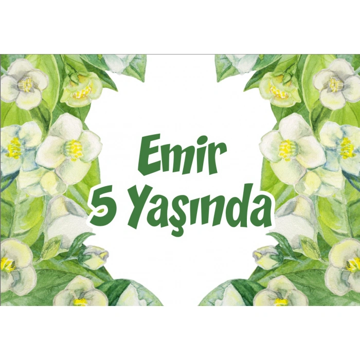 Beyaz Çiçekler Temalı Doğum Günü Afişi - 100x150 Cm