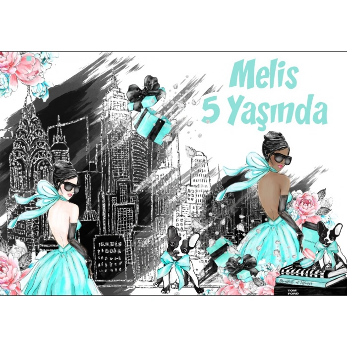 Siyah Şehir ve Kız Temalı Doğuım Günü Afişi - 100x150 Cm