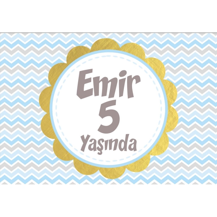 Mavi Çizgili Doğum Günü Afişi - 100x150 Cm