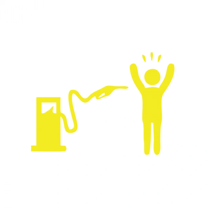 Ateş Eden Pompa Sticker 17x17 Cm Sarı