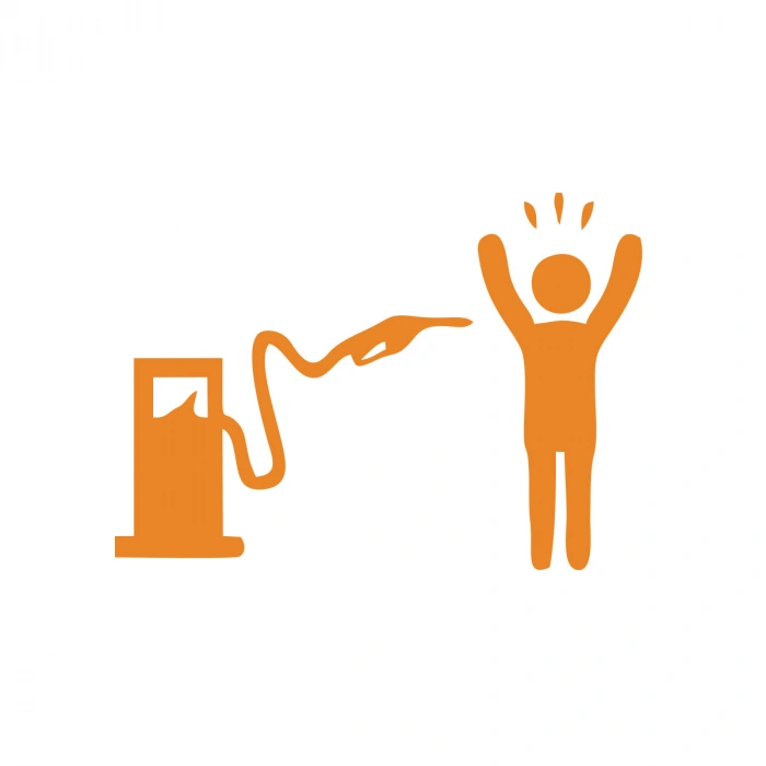 Ateş Eden Pompa Sticker 17x17 Cm Turuncu