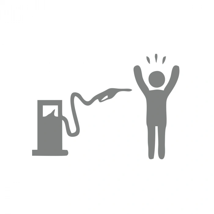 Ateş Eden Pompa Sticker 17x17 Cm Gri