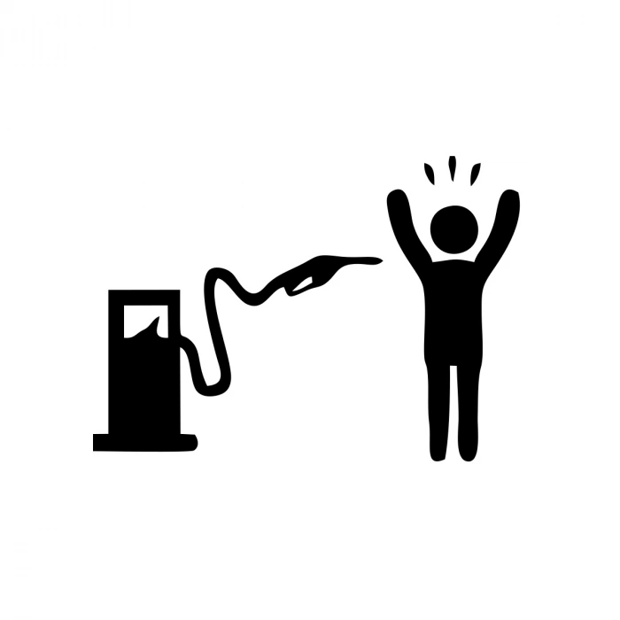 Ateş Eden Pompa Sticker 17x17 Cm Siyah