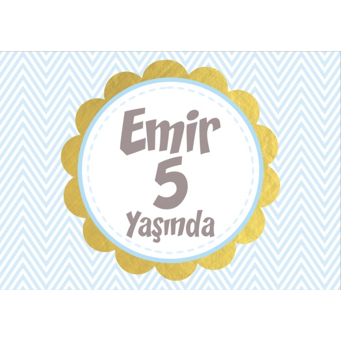 Mavi Çizgili Doğum Günü Afişi - 100x150 Cm