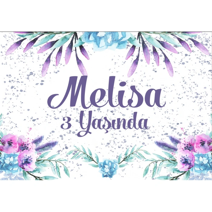 Çiçek Temalı Doğum Günü Afişi - 100x150 Cm